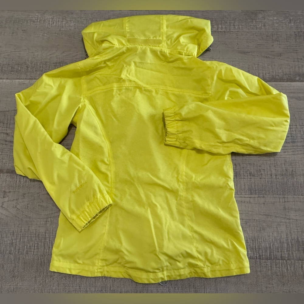 Eddie Bauer Bright Yellow WaterProof Hooded Rain Jacket Size Medium - Picture 3 of 14